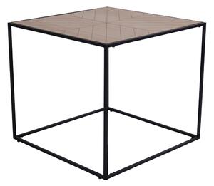 House Nordic Boční stolek Bergamo (Čtvercový boční stolek v černé barvě s deskou z dýhy paulovnie\n\n50x50xh45 cm)