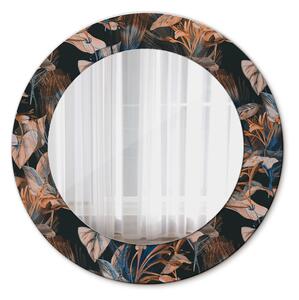 Kulaté zrcadlo s potiskem Tmavé tropické listy
