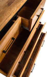 Loftová komoda, dřevěná, borovicová, průmyslový nábytek 7307