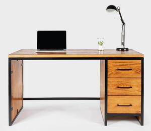 Loftový psací stůl, dřevěný, borovicový, průmyslový nábytek 7305