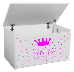 Dětský úložný box Toybee s nápisem pro princezny růžový