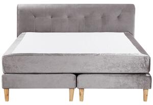 Sametová kontinentální postel 160 x 200 cm šedá MARQUISE