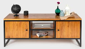 Loftový TV stolek, dřevěná, borovicová, průmyslový nábytek 7331