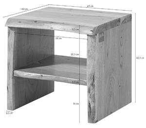 WOODLAND Noční stolek bez šuplíku 40x45 cm, přírodní, akácie