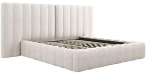 Béžová čalouněná dvoulůžková postel MICADONI Kelp 180 x 200 cm
