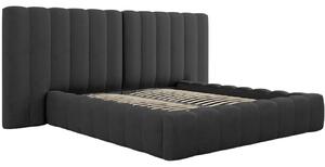 Tmavě šedá čalouněná dvoulůžková postel MICADONI Kelp 160 x 200 cm