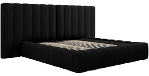 Černá čalouněná dvoulůžková postel MICADONI Kelp 180 x 200 cm