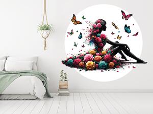 Sedící květinová dívka arch 75 x 67 cm