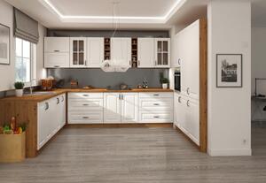 Bílá kuchyňská linka do U 250 x 240 x 180 cm PROVENCE bílá/dub artisan
