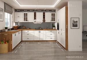 Bílá kuchyňská linka do U 250 x 240 x 180 cm PROVENCE bílá/dub artisan Dub artisan