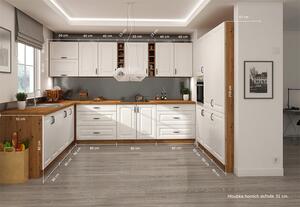 Kuchyňská linka bílá 250 x 240 x 180 cm PROVENCE bílá/dub artisan