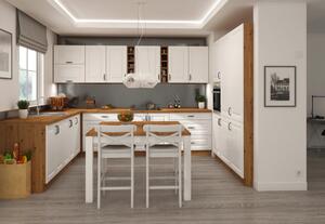 Kuchyňská linka bílá 250 x 240 x 180 cm PROVENCE bílá/dub artisan