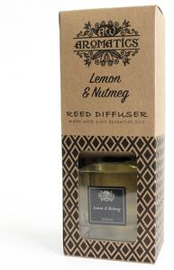AWM - Tyčinkový Aroma Difuzér 200ml, Citrón a Muškátový oříšek, Bytový parfém z čistých esenciálních olejů v dárkové krabičce, vydrží 12 týdnů