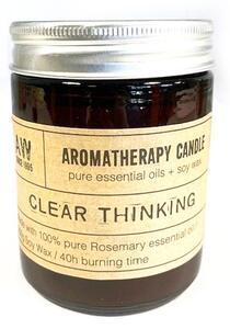 AWM - Čistá Mysl, přírodní Aromaterapeutická svíčka 200g ze sójového vosku a esenciálního Olej z Rozmarýnu, dlouhá doba hoření 40h