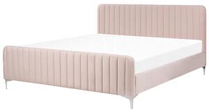 Sametová čalouněná postel s roštem 180 x 200 cm růžová LUNAN