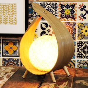 AWM - Natura 1, Přírodní stolní Lampa vyrobena z ohýbaného Kokosového listu a Bavlny. Dodáváme včetně napájecího kabelu do elektrické sítě