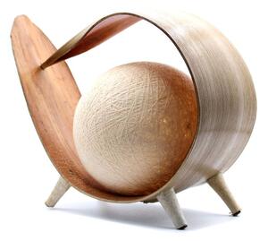 AWM - Natura 2, Přírodní stolní Lampa vyrobena z ohýbaného Kokosového listu a Bavlny. Dodáváme včetně napájecího kabelu do elektrické sítě