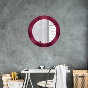 Kulaté dekorační zrcadlo na zeď Červená mřížka