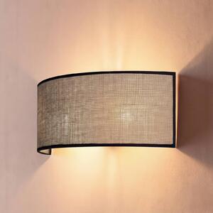 Duolla Nástěnné světlo Nature, juta/černá, šířka 40 cm, textil, směřující, Hnědá / rez, Chodba, Textil / tkanina / hedvábí