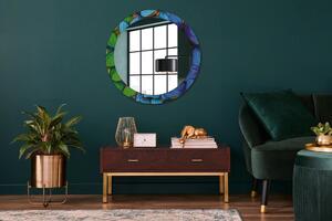 Kulaté dekorační zrcadlo Modrý a zelený motýl