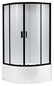 BPS-koupelny Čtvrtkruhový sprchový kout HYD-RK-MAJ80BL 80x80 cm, černá/transparent v setu s hlubokou sprchovou vaničkou