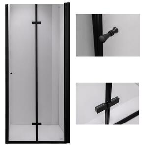 BPS-koupelny Zalamovací otočné sprchové dveře HYD-JSD01A 80 černá/transparent pro instalaci do niky - bez vaničky