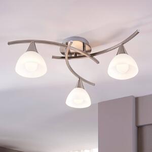 Lindby Stropní svítidlo Della, nikl, Ø 58 cm, 3 světla, E14, stmívatelný, Hliník / šedá / zinek, Obývací pokoj / jídelna, Sklo, Moderní
