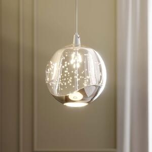 Lucande LED závěsné svítidlo Hayley, Ø 9 cm, chromová barva, sklo, Čirá / transparetní, Obývací pokoj / jídelna, Sklo, Moderní