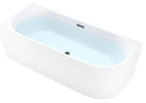 BPS-koupelny Volně stojící rohová akrylátová vana HYD-MER509C2 levá 160x75 bílá, odtokový komplet chrom