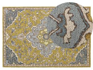 Vlněný koberec 140 x 200 cm žlutý/modrý MUCUR
