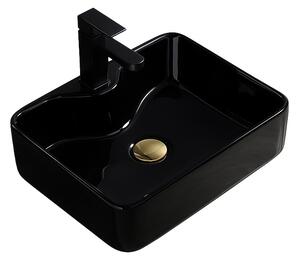 BPS-koupelny Keramické umyvadlo na desku HYD-EE-BL-480 48x37 cm, černé lesklé