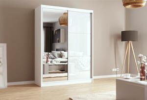 Bílá šatní skříň se zrcadlem Phani 160 cm S dojezdem