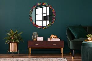Kulaté dekorační zrcadlo na zeď Ručně -nakládané květiny