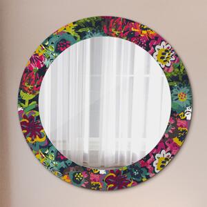 Kulaté dekorační zrcadlo na zeď Ručně -nakládané květiny