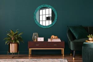 Kulaté dekorativní zrcadlo Zelená a zlaté složení