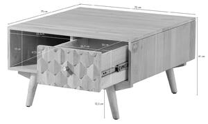 MOSAIC Konferenční stolek Akácie 70x70x40, bílý, lakovaný