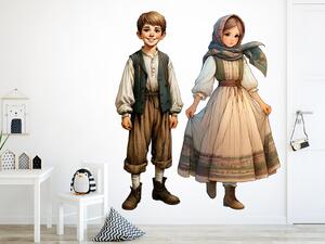 Jeníček a Mařenka textilní přelepitelné samolepky na zeď arch 38 x 46 cm