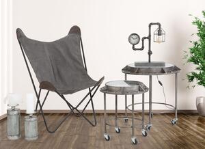 Tmavě šedý set 2 ks konferenčních stolků Mauro Ferretti Time 59,5x64-45x52 cm