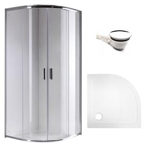 BPS-koupelny Čtvrtkruhový sprchový kout HYD-RK94A 80x80 cm chrom/transparent + vanička HYD-RSV-ST01A bílá