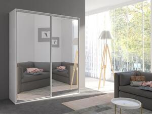 Šatní skříň 204 cm se zrcadlem AMBOY 3 - bílá