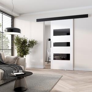 Posuvné dveře na stěnu BARRET 13 - 86 cm, bílé / černé