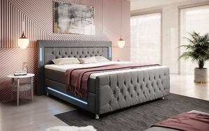 Boxspring postel PARADISE bez úložného prostoru s LED a USB, samet