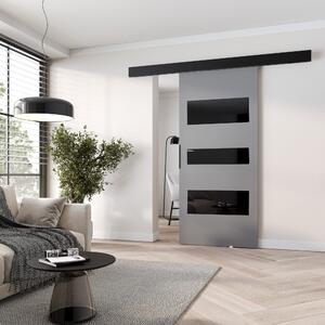 Posuvné dveře na stěnu BARRET 13 - 76 cm, šedé / černé
