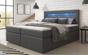 Boxspring postel REPOS bez úložného prostoru, LED a USB, eko kůže
