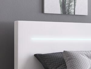 Boxspring postel SEJOUR bez úložného prostoru s LED, eko kůže