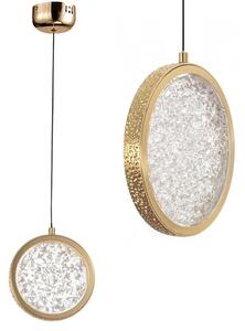 Toolight Toolight, LED křišťálový závěsný lustr, 10W, 3000K, LHJ100-1CP, zlatá, OSW-60045