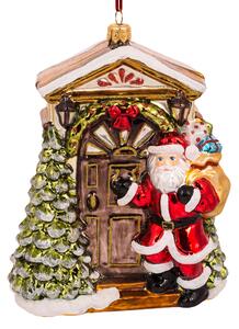 Dům Vánoc Sběratelská skleněná ozdoba na stromeček Vánoční návštěva 16,5 cm