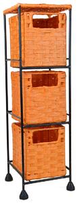 Vingo Drátěná police s vloženými oranžovými boxíky, 53 cm