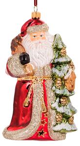 Dům Vánoc Sběratelská skleněná ozdoba na stromeček Lesní Santa 18 cm