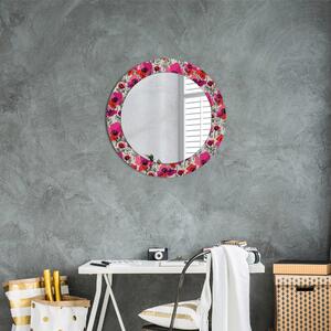 Kulaté zrcadlo rám s potiskem Růžové máky